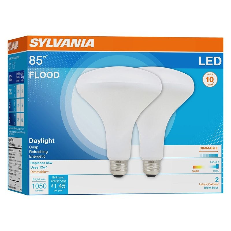 Sylvania 79624 LED Bulb, Flood/Spotlight, 1050 Lumens, 13 W, BR40 Lamp, 85 W Equivalent, E26 Lamp Base, Dimmable