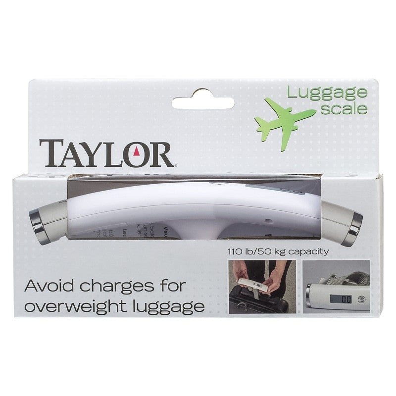 Taylor 81234 Luggage Scale, 88 lb, kg, lb, Digital Display, White