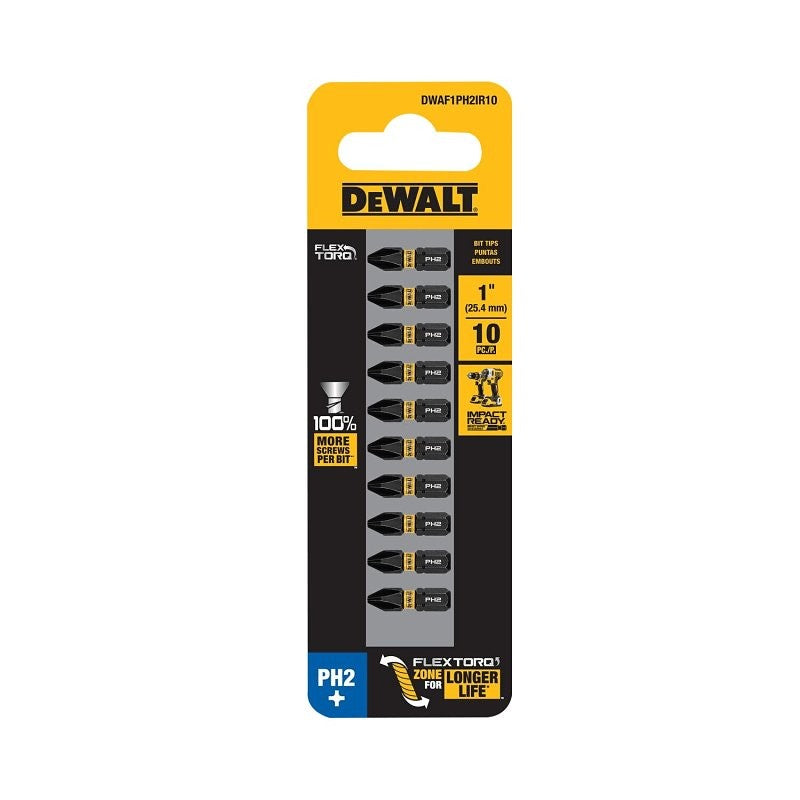 DEWALT DWAF1PH2IR10 Impact Driver Bit, #2 Drive, Phillips Drive, 1/4 in Shank, Hex Shank, 1 in L, Steel