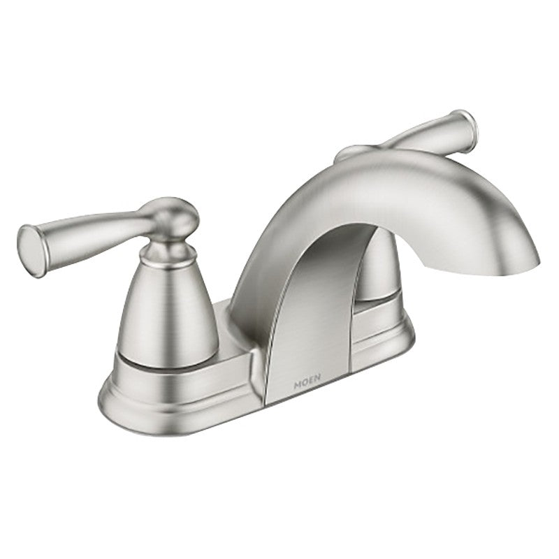 Moen Banbury 84942SRN Series Centerset Bathroom Faucet, Low Arc Spout, Brushed Nickel, 4-11/16 in, 1.2 gpm, Metal