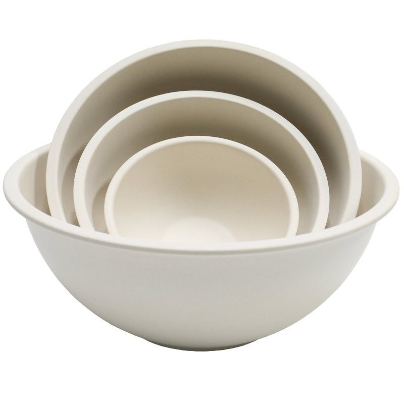Chef Craft 22065 Mixing Bowl Set, Includes: 0.25 qt, 0.5 qt, 1 qt and 2 qt Bowls, Bamboo Fiber Powder, Natural