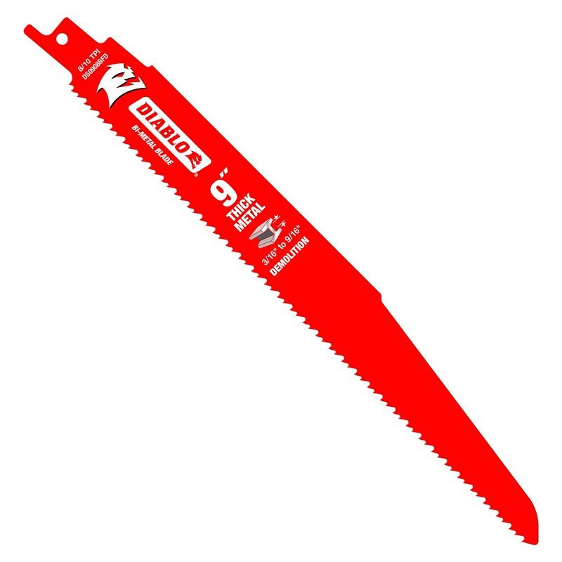 Diablo DS0908BFD25 Reciprocating Saw Blade, Applicable Materials: Thick Metal, 1 in W, 9 in L, 8, 25/PK