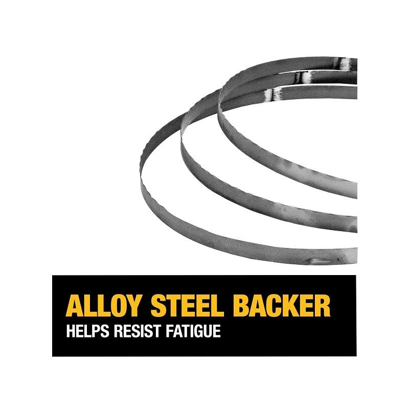DEWALT DW3983 Series Band Saw Blade, Applicable Materials: Low Alloy Steel, Non-Ferrous Metal, Wood, 1/2 in W, 18 TPI