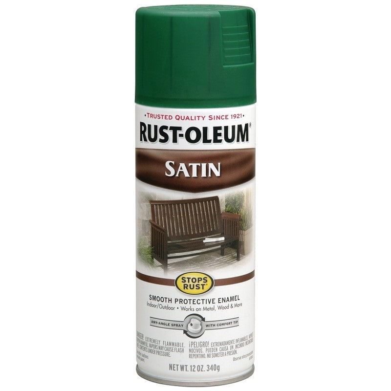 Rust-Oleum 7732830 Rust Preventative Spray Paint, Low Satin, Hunter Green, 12 oz, Can