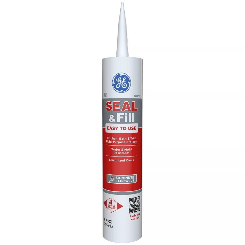 GE GE14209 Adhesive Caulk, White, 24 hr Curing, 10.1 oz Cartridge