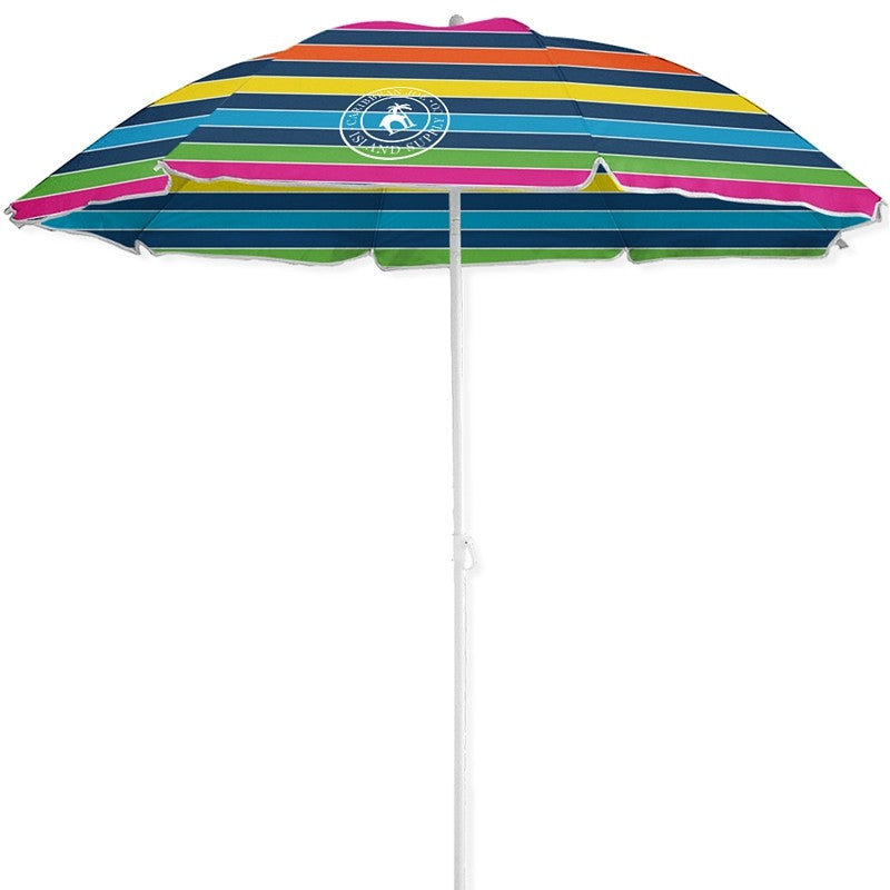 Caribbean Joe CJ-UV72 Beach Umbrella, 6 ft L Canopy, Steel Frame, Polyester Fabric, Multi-Color Fabric (Pack of 6)
