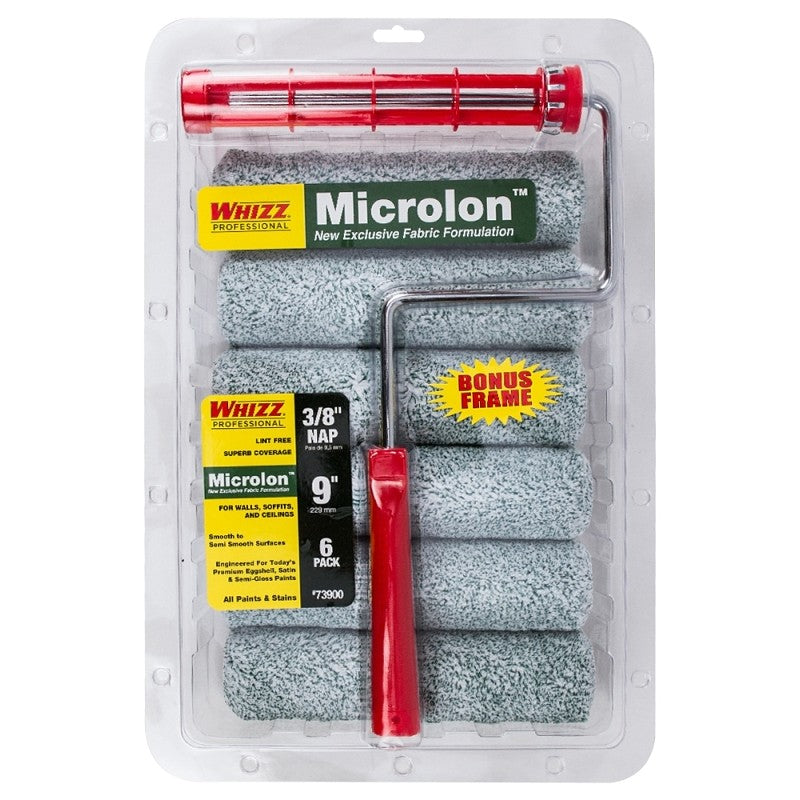 Whizz 73900F Roller Cover, 3/8 in Thick Nap, 9 in L, Microfiber Cover