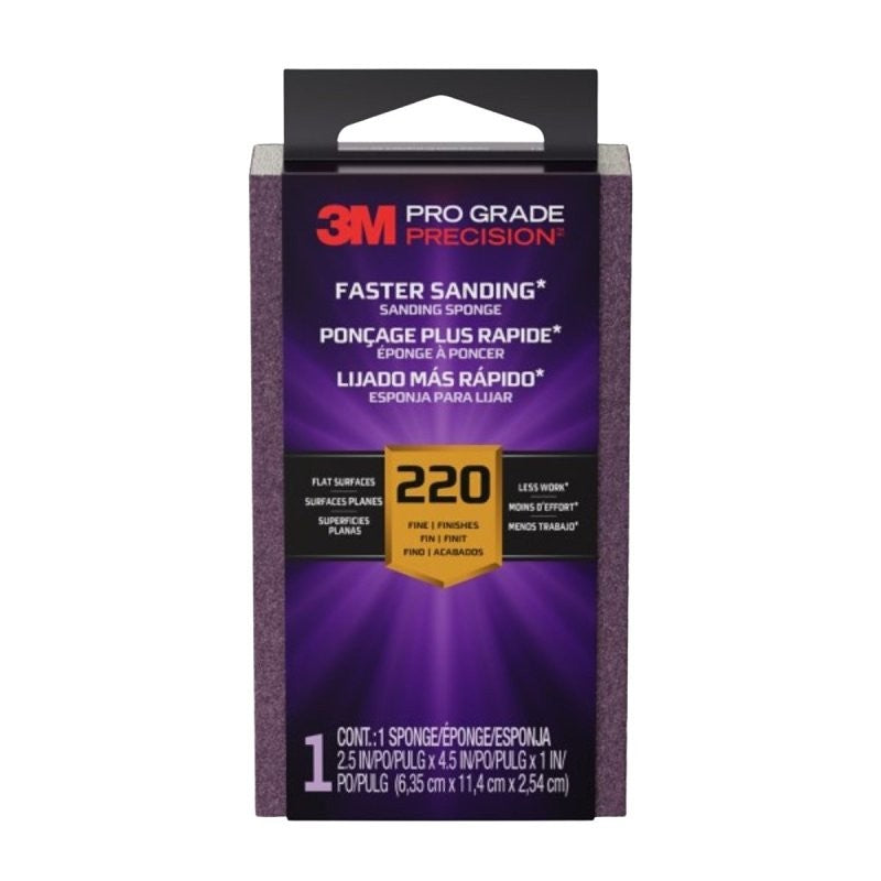 Pro Grade Precision FSB220-PGP-1T Faster Sanding Block Sponge, 2-1/2 in L, 4-1/2 in W, 220 Grit, Fine