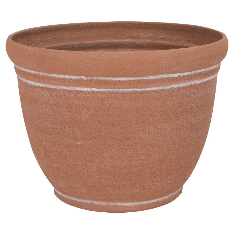 Landscapers Select PT-S058 Planter, 13 in Dia, 9-3/4 in H, Round, Resin, Terra Cotta, Terra Cotta (Pack of 6)