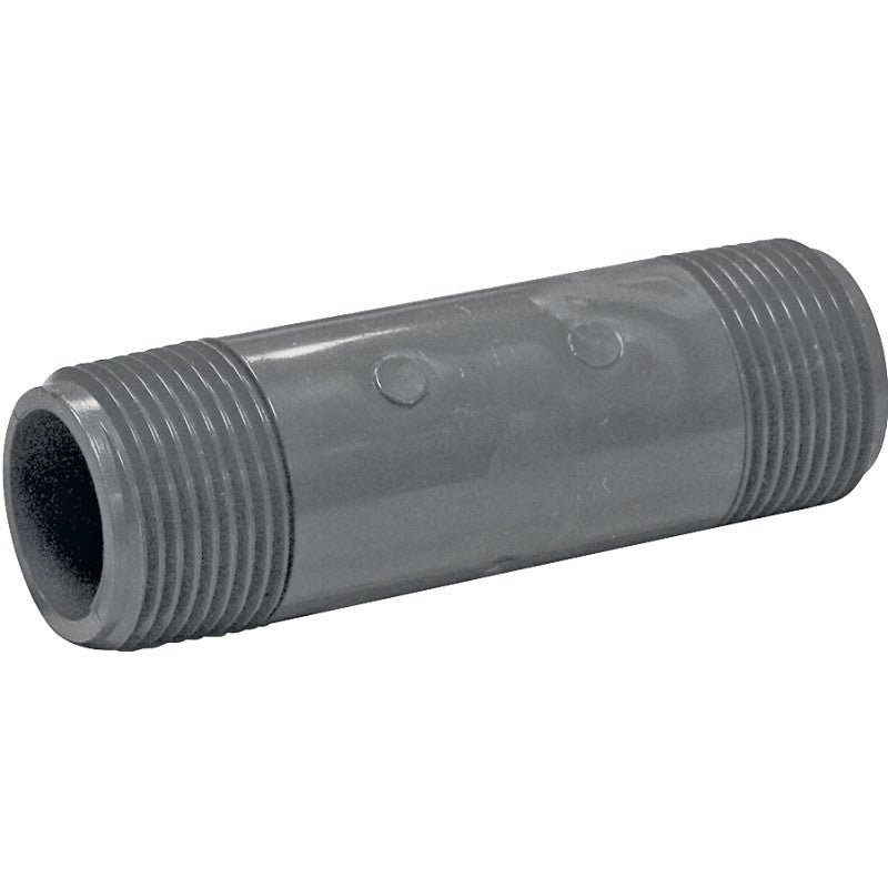 Genova P-1-4 Pipe Nipple, 1 in, MIP x MIP, PVC, Gray, SCH 80 Schedule, 4 in L
