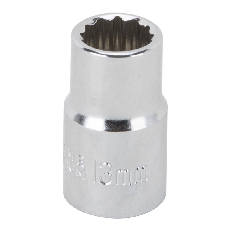 Vulcan MT6529119 Drive Socket, 13 mm Socket, 1/2 in Drive, 12-Point, Chrome Vanadium Steel, Chrome