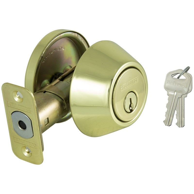ProSource Signature Series D271-RU5V Deadbolt, 3 Grade, Polished Brass, 2-3/8, 2-3/4 in Backset, KW1 Keyway (Pack of 3)