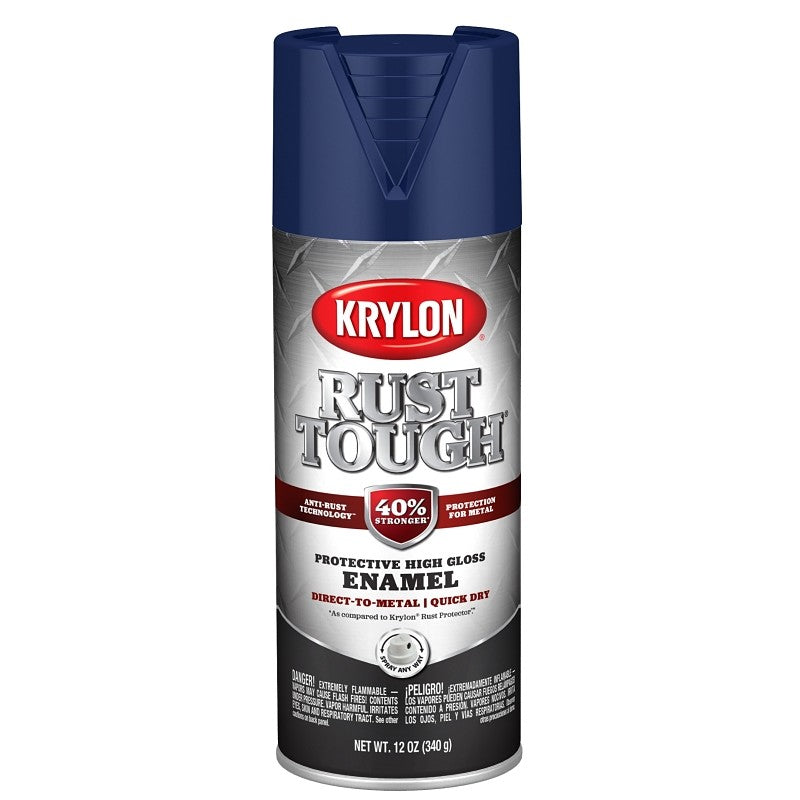 Krylon Rust Tough K09265008 Enamel Spray Paint, Gloss, Navy Blue, 12 oz, Can (Pack of 6)