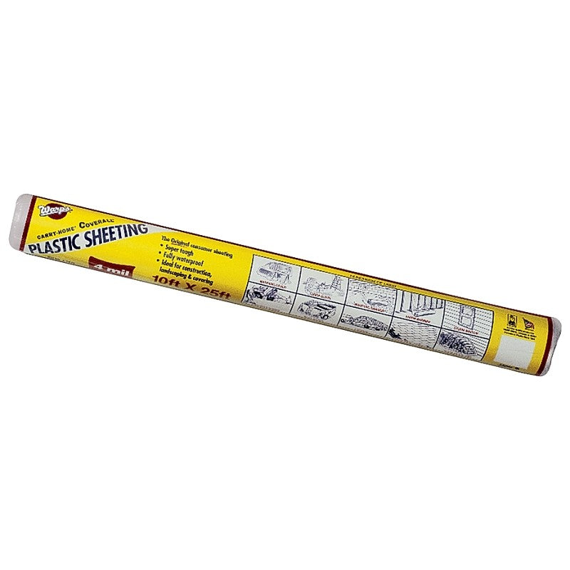 Warp's 12-4CH10 Polyethylene Sheeting, 25 ft L, 10 ft W, Clear (Pack of 12)