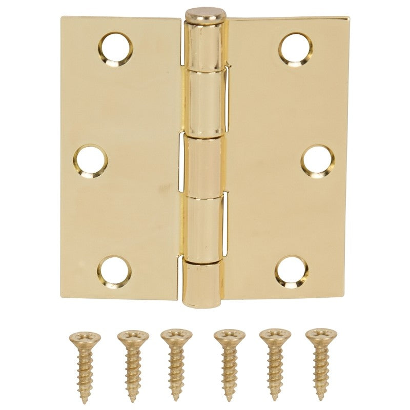 ProSource LR-705-PS Square Corner Door Hinge, Steel, Polished Brass, Loose Pin, 180 deg Range of Motion