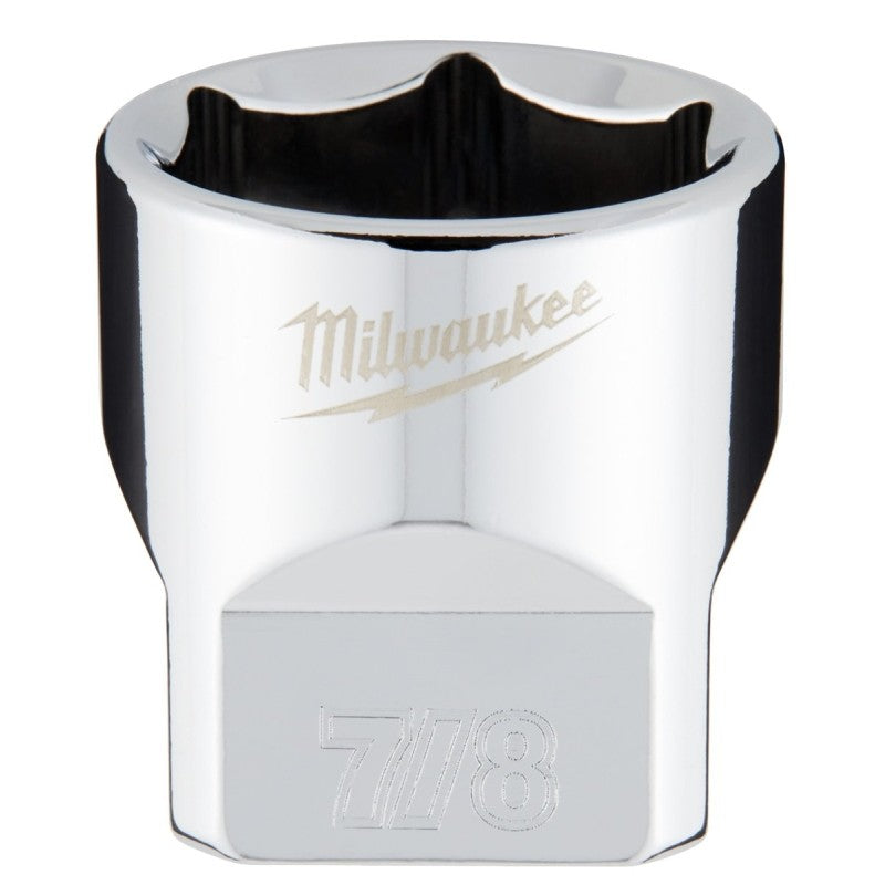 Milwaukee 45-34-9070 Socket, 7/8 in Socket, Standard Socket, 3.543 in OAL, 3/8 in Drive, 6-Point, Chrome Vanadium Steel