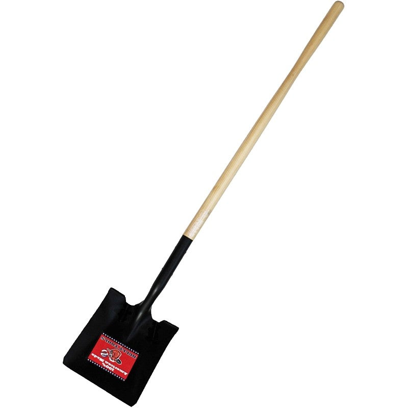 BULLY Tools 52525 Shovel, Square Point, 60 in OAL, 9 in W Blade, 14 ga, Steel Blade, Hardwood Handle