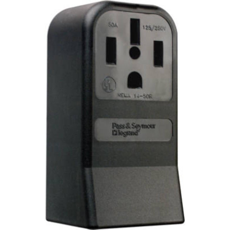 Legrand 3854CC6 Straight Blade Power Outlet Receptacle, 3 -Pole, 125/250 V, 50 A, NEMA: NEMA 14-50, Black