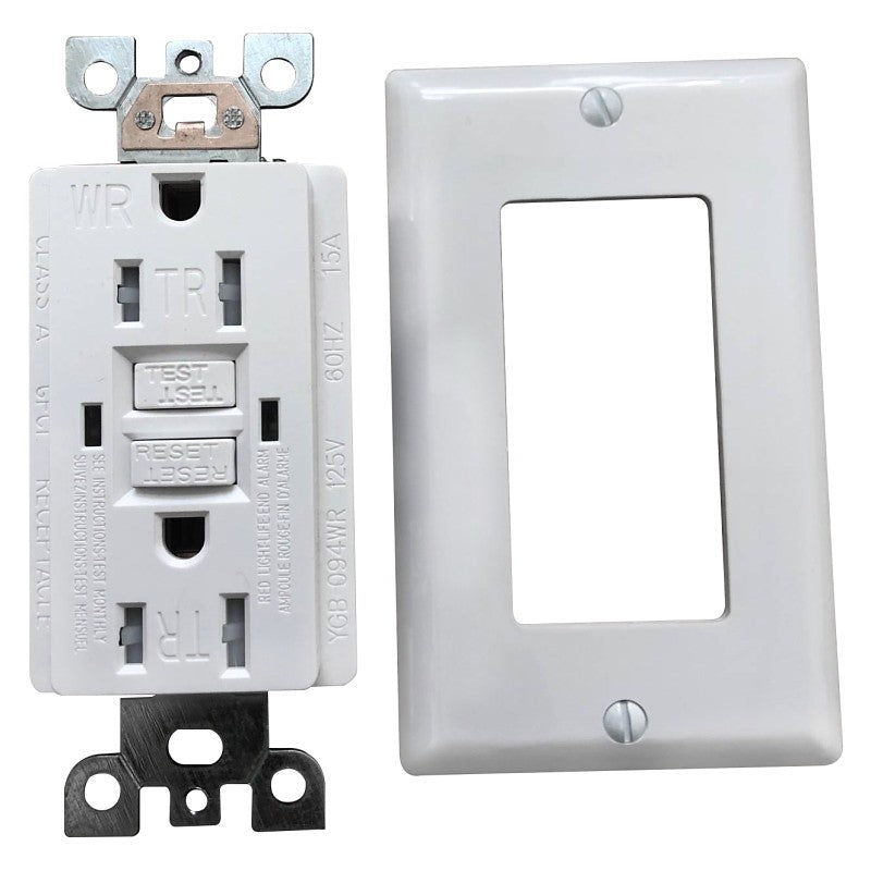 Genmax TRWR15WST GFCI Wall Receptacle, 15 A, White