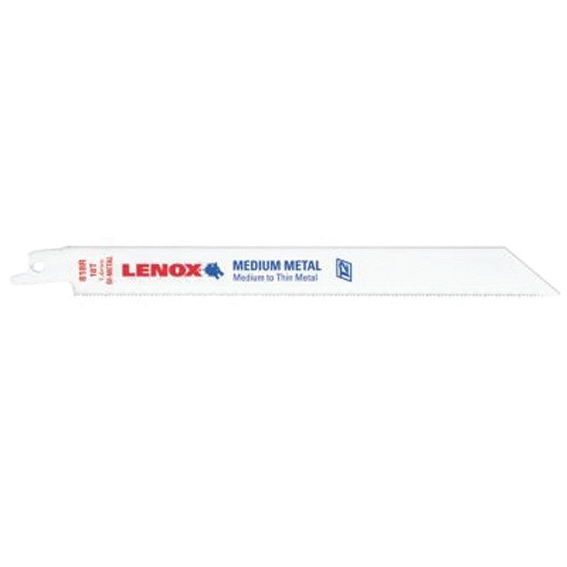 Lenox 20487B818R Series Reciprocating Saw Blade, Applicable Materials: Thin Metal, 3/4 in W, 8 in L, 18 TPI