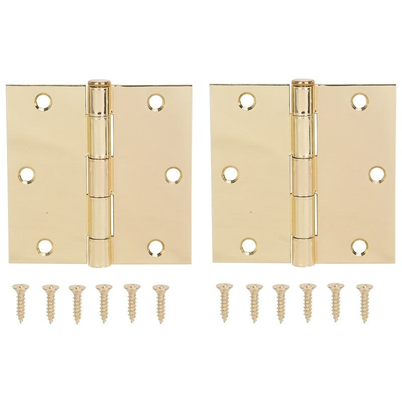 ProSource BH-202PB-PS Square Corner Door Hinge, Steel, Brass, Loose Pin, 180 deg Range of Motion, Screw Mount Mounting