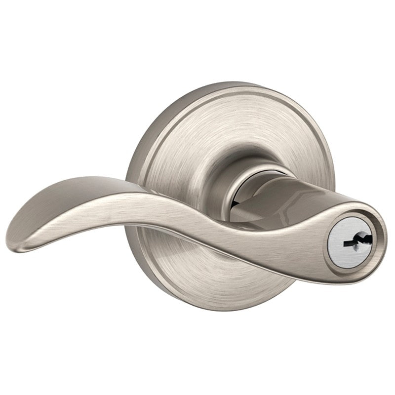 Schlage J Series J54 SEV 619 Entry Lever, Mechanical Lock, Satin Nickel, 7/8 in Housing Dia, Metal, Residential, 3 Grade