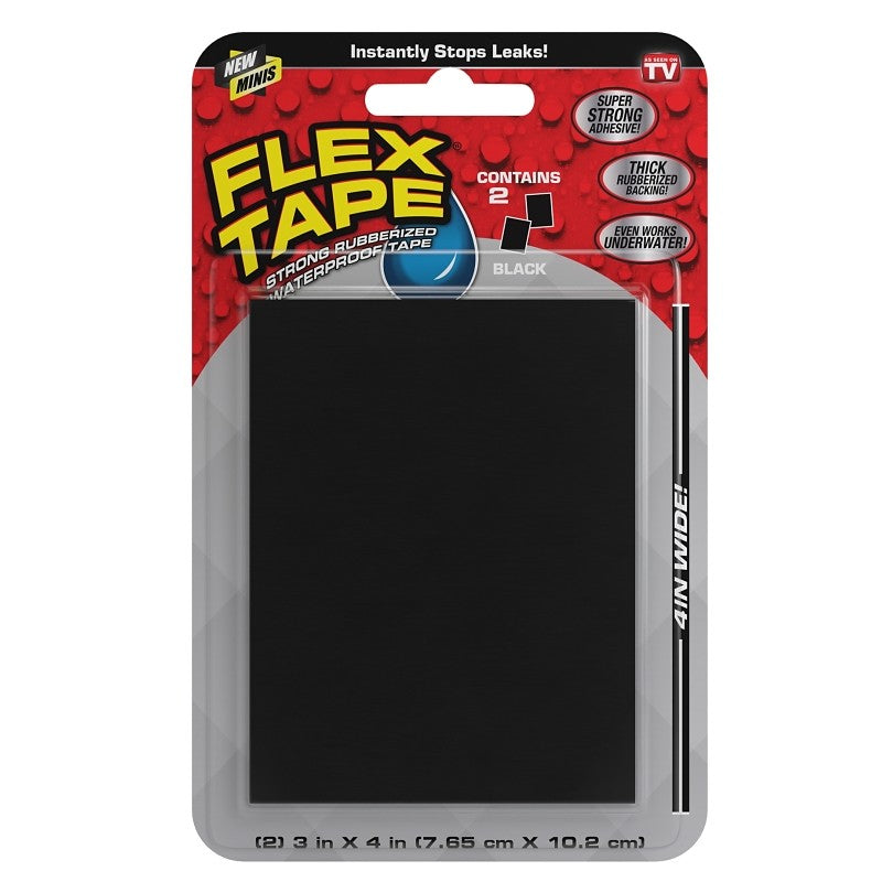 Flex Seal TFSBLKMINI Flex Tape, 3 in L, 4 in W, Black