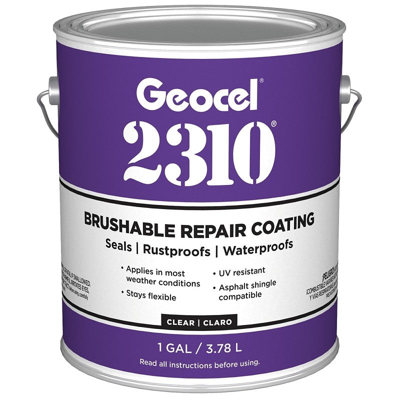 Geocel 2310 Series GC65300 Brushable Repair Coating, Liquid, Crystal Clear, 1 gal, Can (Pack of 4)