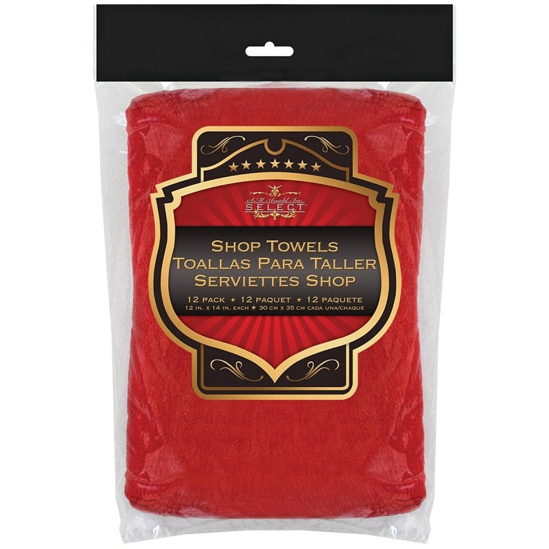 SM Arnold SELECT 85-765 Shop Towel, 14 in L, 12 in W, Cotton, Red
