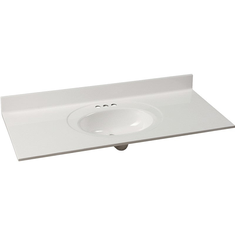 Foremost WS-2249 Vanity Top, 49 in OAL, 22 in OAW, Marble, Solid White, Oval Bowl, Countertop Edge