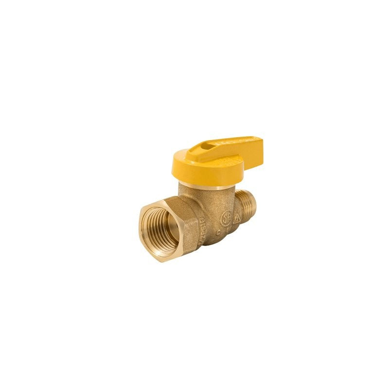ProLine Series 7701G Series 114-522HN 1-Piece Straight Gas Valve, 3/8 x 1/2 in Connection, Flare x FIP, Brass Body