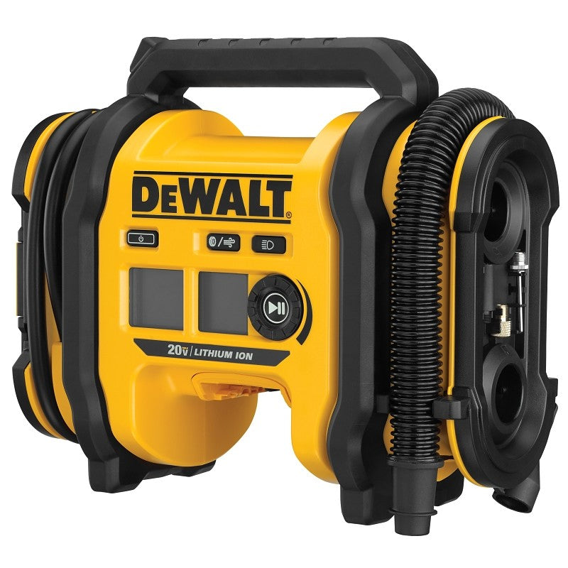 DEWALT DCC020IB Air Inflator, 110 VAC, 3 to 160 psi Pressure, Black/Yellow