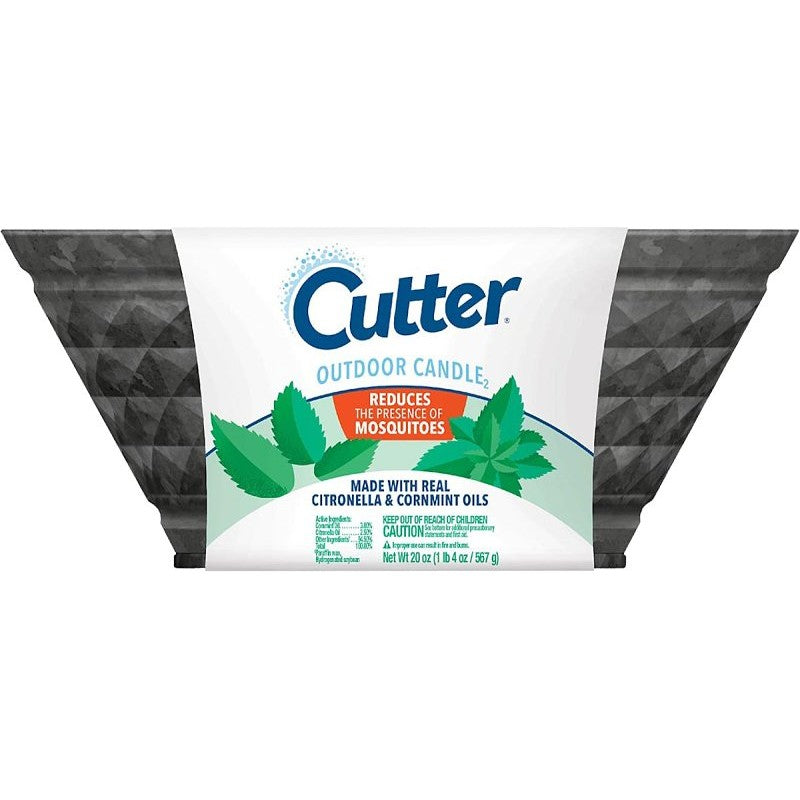 Cutter HG-97395 Candle, White, Citronella, Mint, 24 hr Burn Time, 20 oz