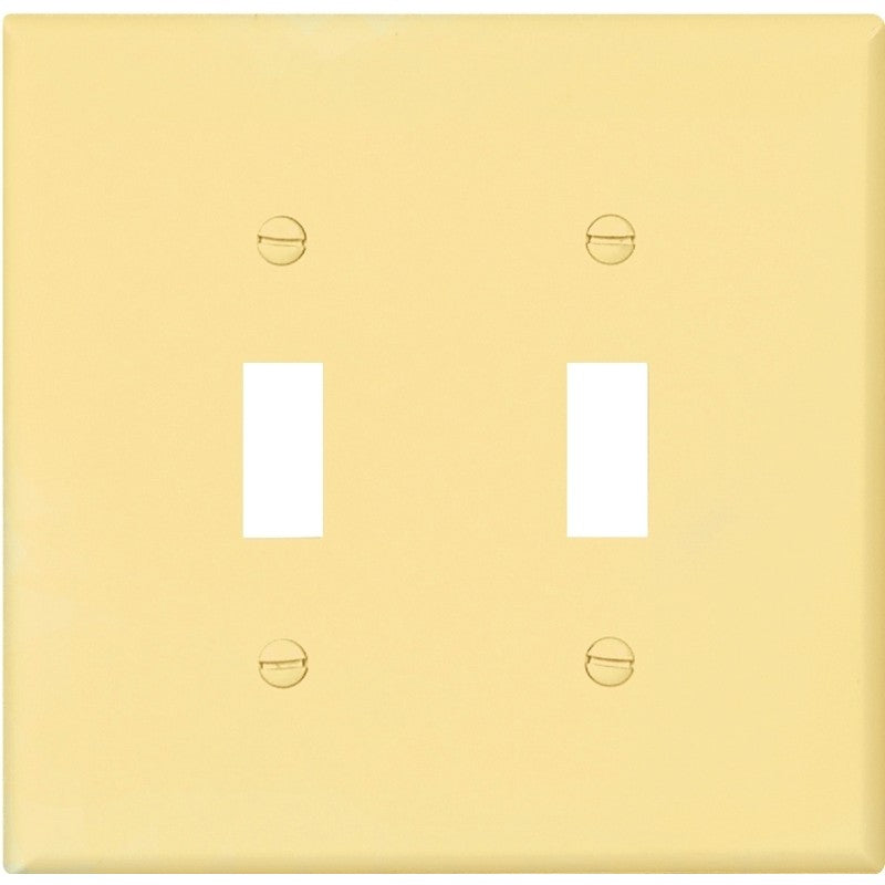 Eaton Wiring Devices PJ2V Wallplate, Mid-Size, 4-7/8 in L, 4.94 in W, 2-Gang, Polycarbonate, Ivory