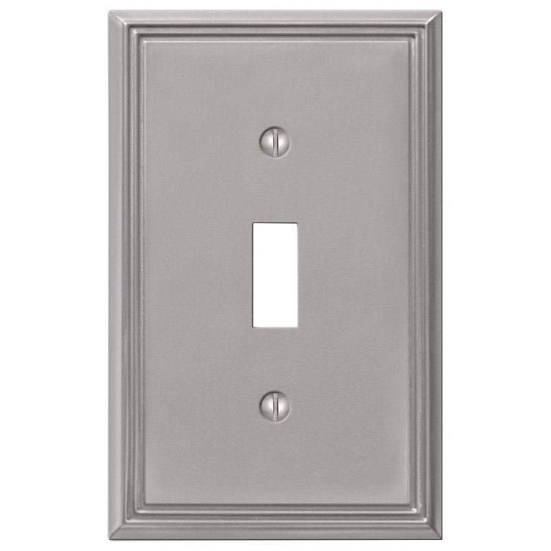 Amerelle 77TBN Wallplate, 4-7/8 in L, 3 in W, 1 -Gang, Cast Metal, Brushed Nickel