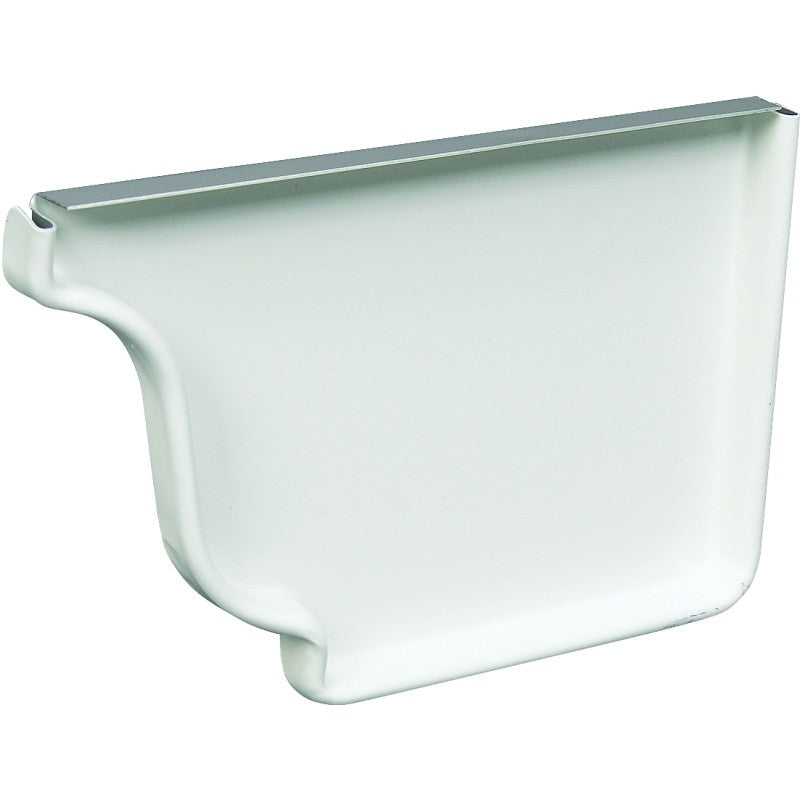Amerimax 27006 Gutter End Cap, 5 in L, Aluminum, White, For: 5 in K-Style Gutter System