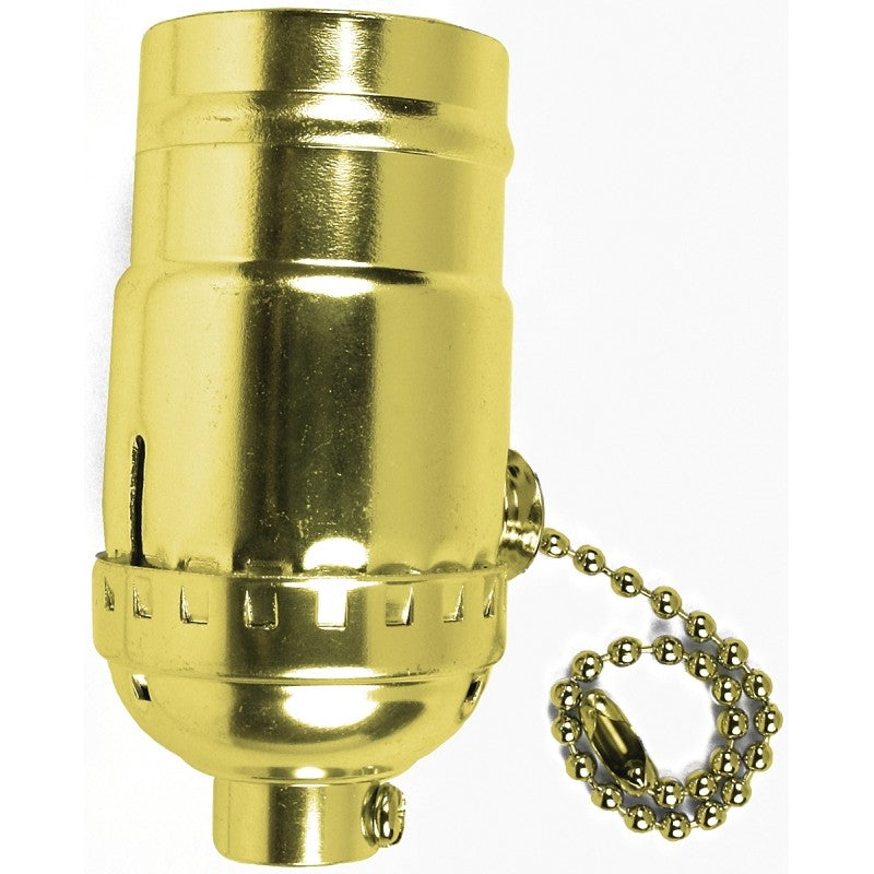 Jandorf 60410 Pull Chain Lamp Socket, 250 V, 250 W, Brass Housing Material, Yellow