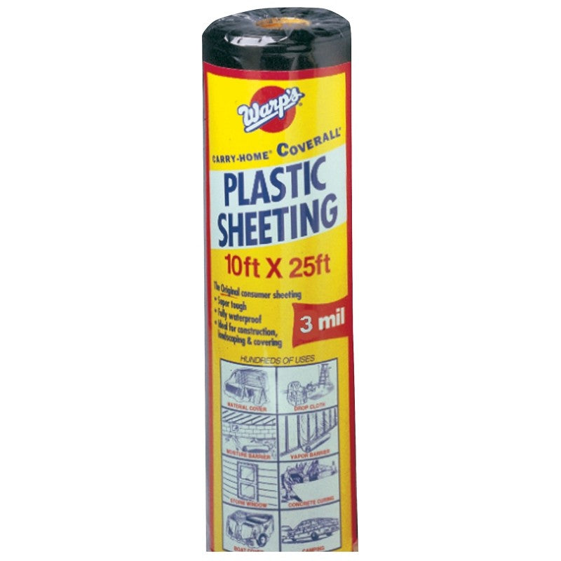 Warp's 3CH10B Poly Film, 3 mil Thick, 25 ft L, 10 ft W, Black (Pack of 12)