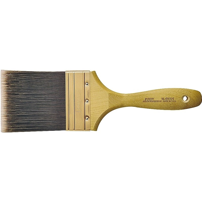 Purdy Swan Pro-Extra 144400740 Square Edge Wall Brush, 5-3/4 in L Handle, Beavertail Handle, Stainless Steel Ferrule