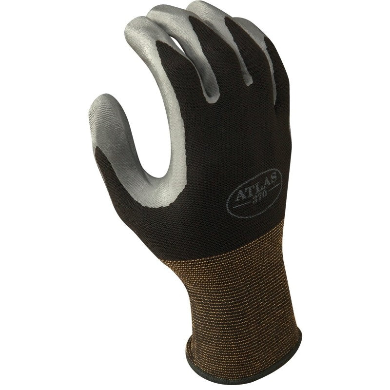 Showa 370BM-07.RT Protective Gloves, M, Knit Wrist Cuff, Nitrile, Black/Gray