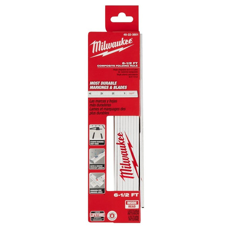 Milwaukee 48-22-3801 Folding Rule, SAE Graduation, White