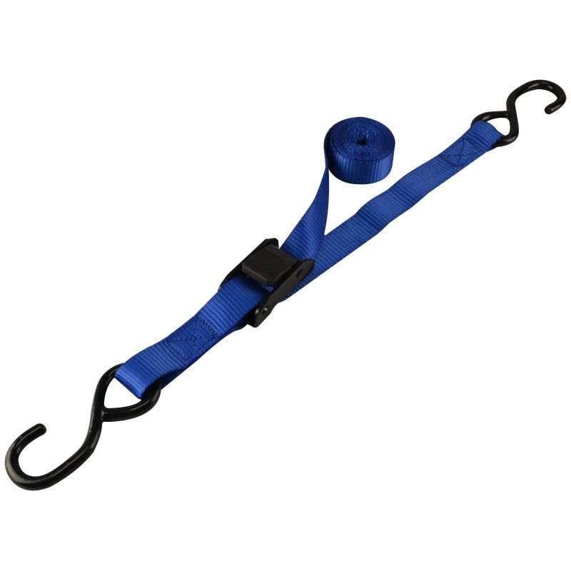 ProSource FH64051 Tie-Down, 1 in W, 6 ft L, Polyester Webbing, Metal Buckle, Blue, 400 lb, S-Hook End Fitting (Pack of 6)