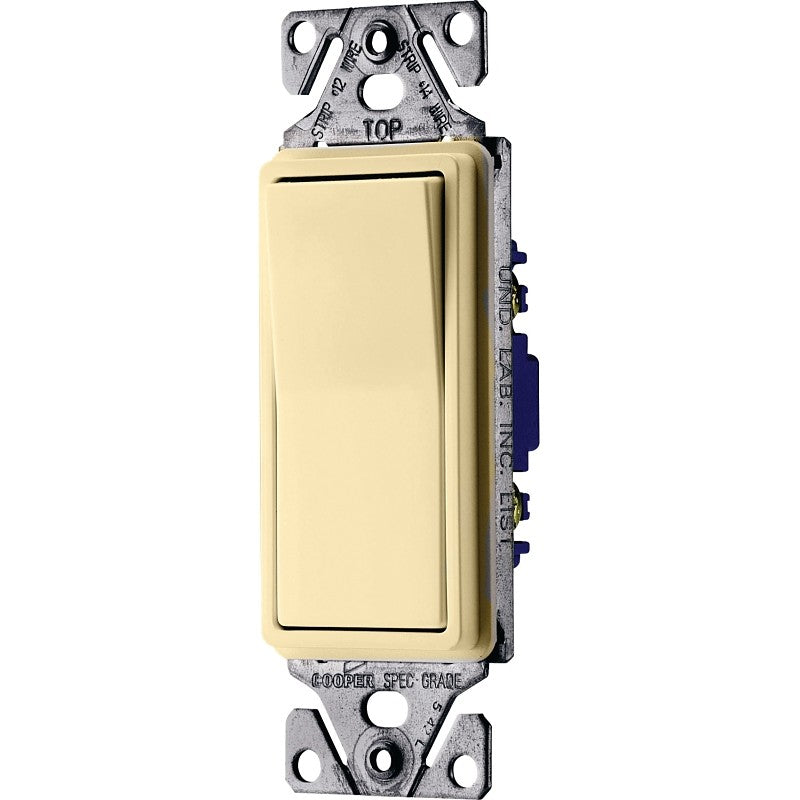 Eaton Wiring Devices 7500 Series C7503V-SP Rocker Switch, 15 A, Lead Wire Terminal, 120/277 V