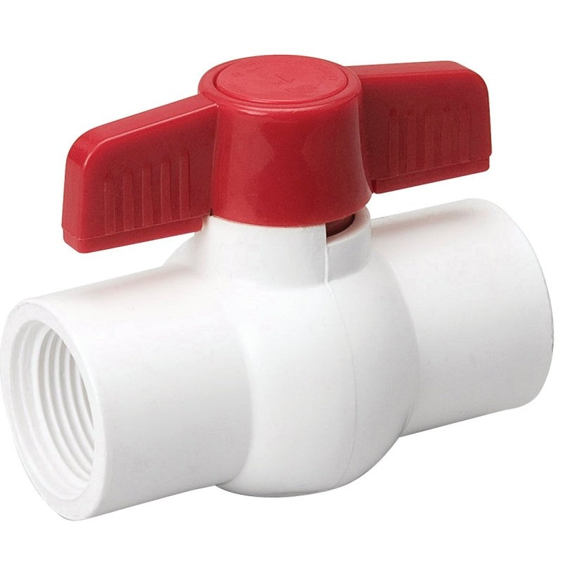 B & K 107-133HC Ball Valve, White, 1/2 in Connection, FPT x FPT, 150 psi Pressure, PVC Body