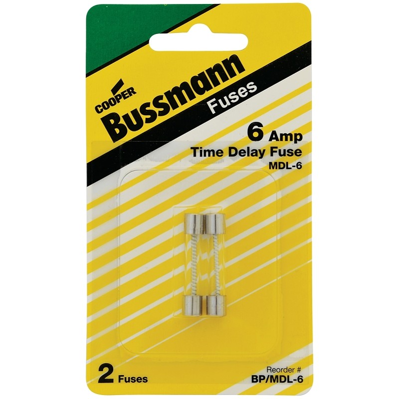 Bussmann BP/MDL-6 Time Delay Fuse, 6 A, 32 V, Glass Body