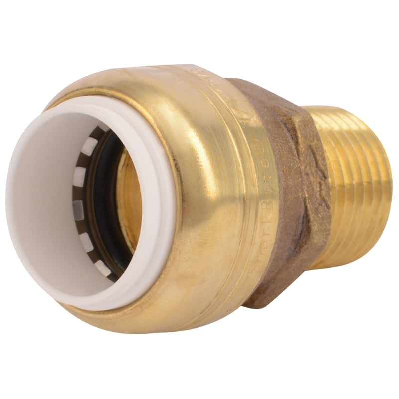 SharkBite UIP120A Pipe Connector, 1/2 in, Push-Fit x MNPT, Brass, SCH 40, SCH 80, SCH 180 Schedule, 200 psi Pressure
