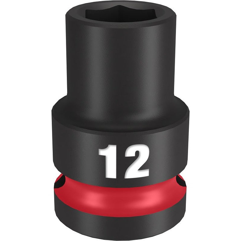 Milwaukee SHOCKWAVE Impact Duty Series 49-66-6244 Shallow Impact Socket, 12 mm Socket, 1/2 in Drive, Square Drive
