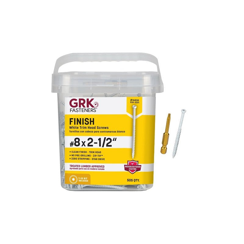 GRK Fasteners FIN/Trim 16830 Screw, #8 Thread, 2-1/2 in L, Trim Head, Star Drive, Steel, 505 PAIL