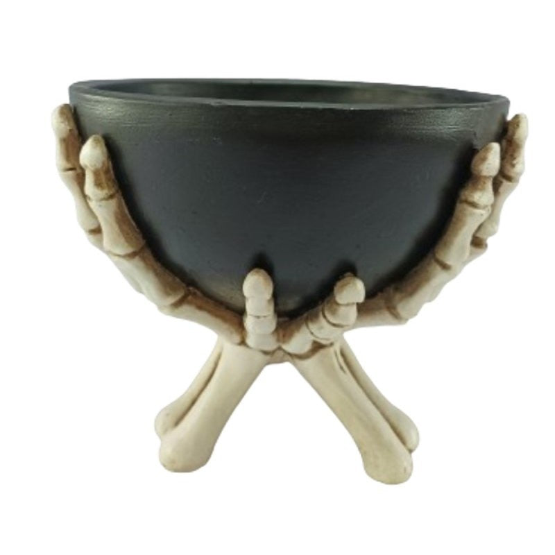 Santas Forest 89929 Skeleton Hands Holding Bowl, 7 in H, Resin, Black/White, Indoor (Pack of 8)