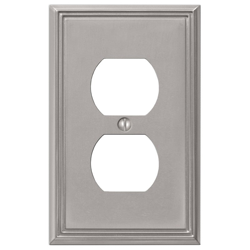 AmerTac Metro Line 77DBN Outlet Wallplate, 4-7/8 in L, 3 in W, 1 -Gang, Metal, Brushed Nickel, Wall Mounting